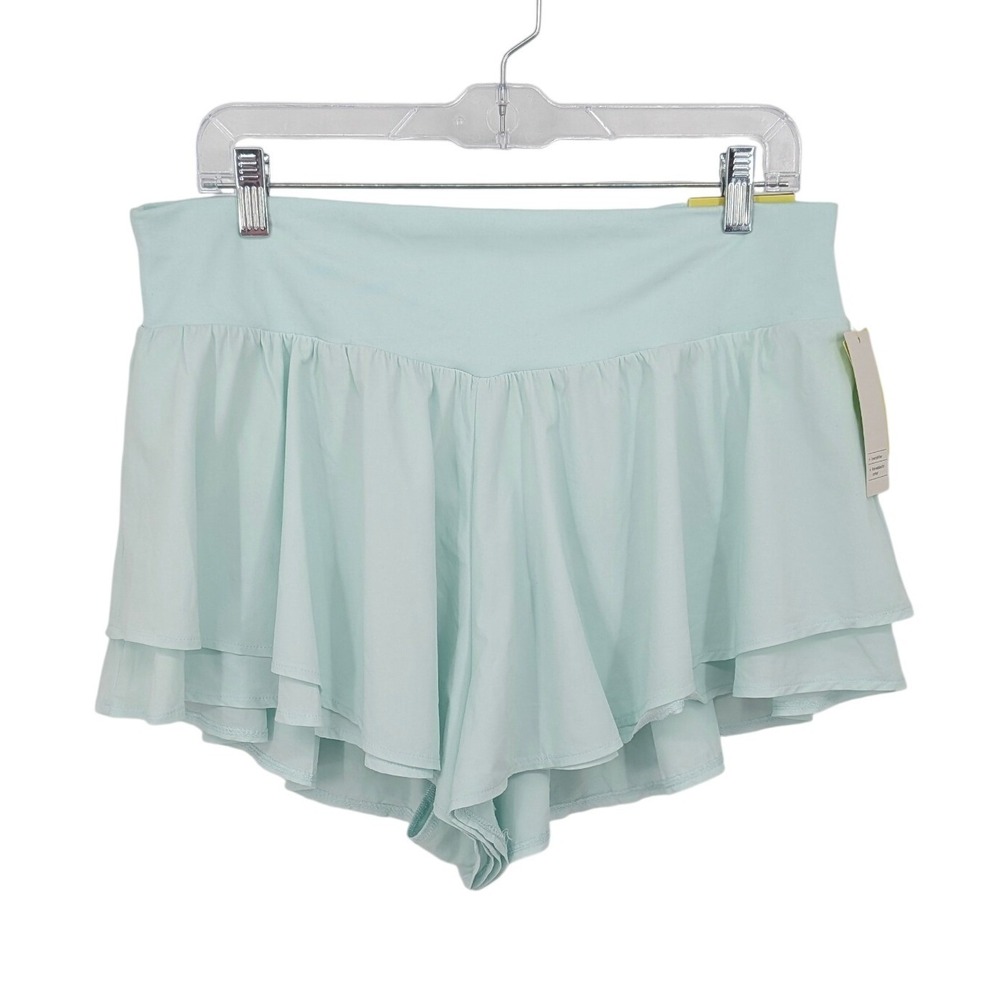 All in Motion Ruffle Running Shorts Women XL Mint Green High Rise Athletic NWT